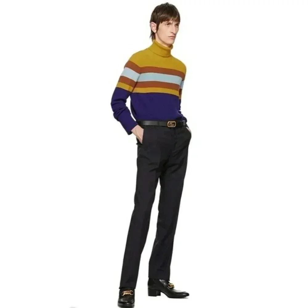 NWT Gucci Men's Wool Multi Striped Turtleneck Sweater Size L (MSRP $980)